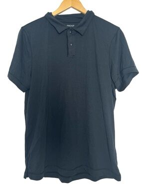 Huckberry Proof 72 Hour Merino Two-Button Polo Shirt Black Men's Medium